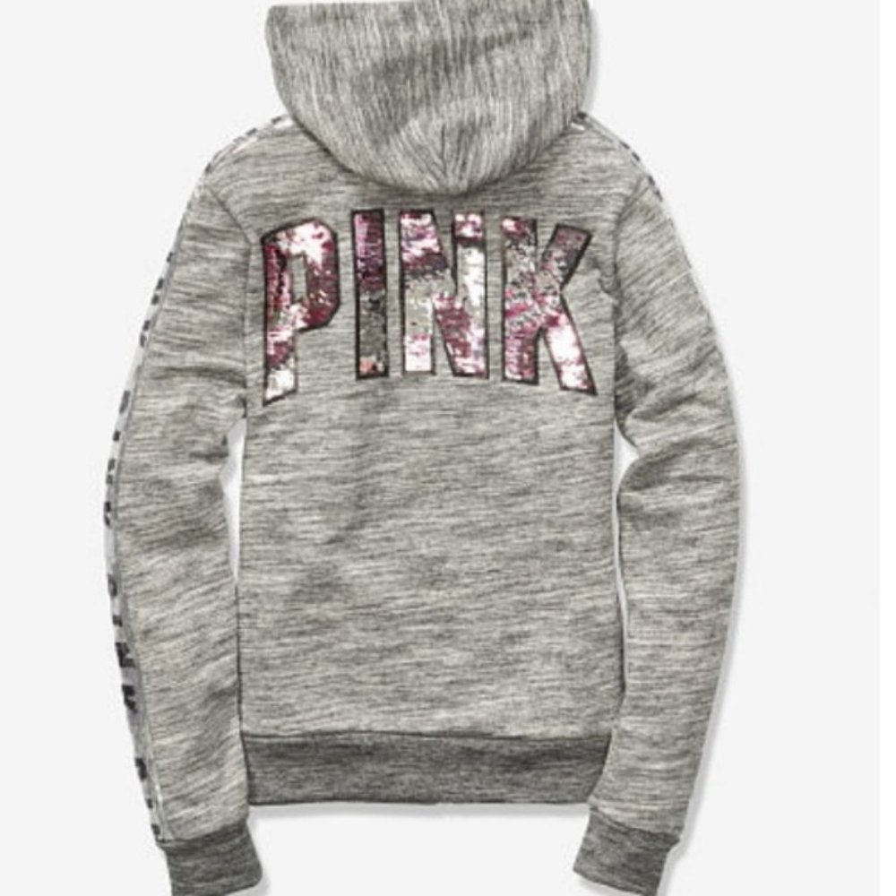 NEW Victoria's Secret PINK Bling Zip Up Sweatshirt size XS - Picture 2 of 16